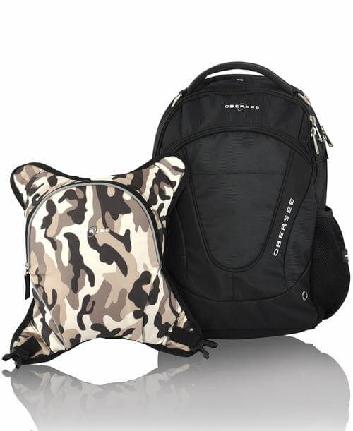 Diaper Bag Backpack Leopard Maternity Nappy Baby Bag Organizer Waterproof Multi-Color in Black | Large